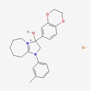 3-(2,3-dihydrobenzo[b][1,4]dioxin-6-yl)-3-hydroxy-1-(m-tolyl)-3,5,6,7,8,9-hexahydro-2H-imidazo[1,2-a]azepin-1-ium bromide