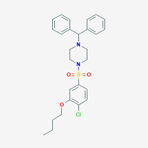 molecular formula C27H31ClN2O3S B2478324 1-(3-Butoxy-4-chlorobenzenesulfonyl)-4-(diphenylmethyl)piperazine CAS No. 2380190-31-6