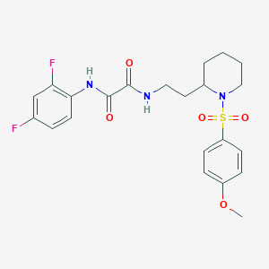 molecular formula C22H25F2N3O5S B2478345 N1-(2,4-difluorophenyl)-N2-(2-(1-((4-methoxyphenyl)sulfonyl)piperidin-2-yl)ethyl)oxalamide CAS No. 898445-91-5