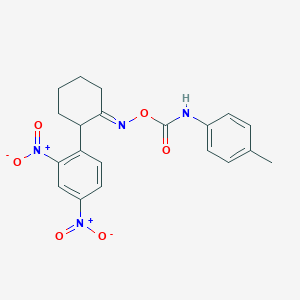 molecular formula C20H20N4O6 B2478347 2,4-Dinitro-1-(2-{[(4-toluidinocarbonyl)oxy]imino}cyclohexyl)benzene CAS No. 478046-45-6