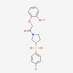 molecular formula C19H20ClNO5S B2478351 1-(3-((4-氯苯基)磺酰基)吡咯烷-1-基)-2-(2-甲氧基苯氧基)乙酮 CAS No. 1706134-60-2