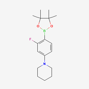 molecular formula C17H25BFNO2 B2478360 1-[3-Fluoro-4-(4,4,5,5-tetramethyl-1,3,2-dioxaborolan-2-yl)phenyl]piperidine CAS No. 2223032-11-7