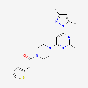 molecular formula C20H24N6OS B2478364 1-(4-(6-(3,5-dimethyl-1H-pyrazol-1-yl)-2-methylpyrimidin-4-yl)piperazin-1-yl)-2-(thiophen-2-yl)ethanone CAS No. 1251624-33-5