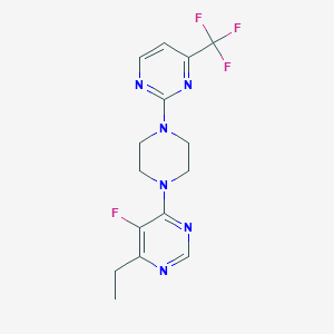 molecular formula C15H16F4N6 B2478365 4-Ethyl-5-fluoro-6-[4-[4-(trifluoromethyl)pyrimidin-2-yl]piperazin-1-yl]pyrimidine CAS No. 2415620-69-6