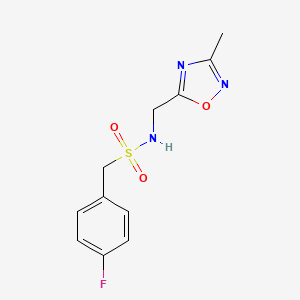 molecular formula C11H12FN3O3S B2478367 1-(4-氟苯基)-N-((3-甲基-1,2,4-恶二唑-5-基)甲基)甲磺酰胺 CAS No. 1235044-49-1