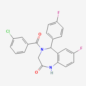 molecular formula C22H15ClF2N2O2 B2478372 4-(3-氯苯甲酰基)-7-氟-5-(4-氟苯基)-3,5-二氢-1H-1,4-苯并二氮杂卓-2-酮 CAS No. 533881-39-9