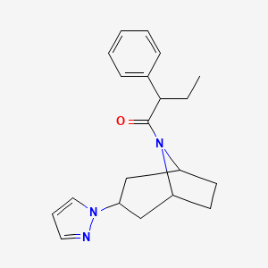 molecular formula C20H25N3O B2478373 1-((1R,5S)-3-(1H-吡唑-1-基)-8-氮杂双环[3.2.1]辛烷-8-基)-2-苯基丁烷-1-酮 CAS No. 2309313-33-3