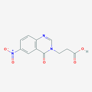 molecular formula C11H9N3O5 B2478374 3-(6-硝基-4-氧代-4H-喹唑啉-3-基)-丙酸 CAS No. 880457-30-7