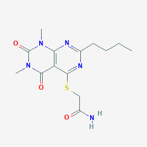 molecular formula C14H19N5O3S B2478384 2-(7-Butyl-1,3-dimethyl-2,4-dioxopyrimido[4,5-d]pyrimidin-5-yl)sulfanylacetamide CAS No. 893904-68-2