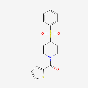 molecular formula C16H17NO3S2 B2478388 (4-(Phenylsulfonyl)piperidin-1-yl)(thiophen-2-yl)methanone CAS No. 1448073-42-4