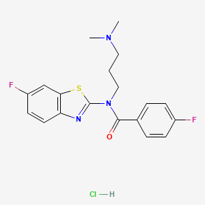 molecular formula C19H20ClF2N3OS B2478396 N-(3-(dimethylamino)propyl)-4-fluoro-N-(6-fluorobenzo[d]thiazol-2-yl)benzamide hydrochloride CAS No. 1216968-02-3