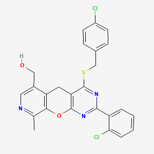 (4-((4-chlorobenzyl)thio)-2-(2-chlorophenyl)-9-methyl-5H-pyrido[4',3':5,6]pyrano[2,3-d]pyrimidin-6-yl)methanol