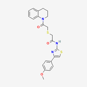 molecular formula C23H23N3O3S2 B2478404 2-((2-(3,4-二氢喹啉-1(2H)-基)-2-氧代乙基)硫代)-N-(4-(4-甲氧基苯基)噻唑-2-基)乙酰胺 CAS No. 681223-64-3