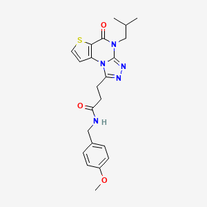 molecular formula C22H25N5O3S B2478406 3-(4-isobutyl-5-oxo-4,5-dihydrothieno[2,3-e][1,2,4]triazolo[4,3-a]pyrimidin-1-yl)-N-(4-methoxybenzyl)propanamide CAS No. 1189672-95-4