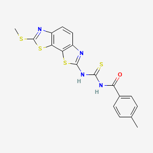 1-(4-methylbenzoyl)-3-[11-(methylsulfanyl)-3,12-dithia-5,10-diazatricyclo[7.3.0.0^{2,6}]dodeca-1(9),2(6),4,7,10-pentaen-4-yl]thiourea