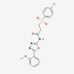 molecular formula C18H16ClN3O5S B2478437 3-((4-chlorophenyl)sulfonyl)-N-(5-(2-methoxyphenyl)-1,3,4-oxadiazol-2-yl)propanamide CAS No. 895466-70-3