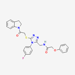 N-((4-(4-fluorophenyl)-5-((2-(indolin-1-yl)-2-oxoethyl)thio)-4H-1,2,4-triazol-3-yl)methyl)-2-phenoxyacetamide