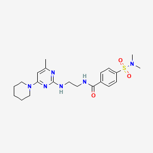 molecular formula C21H30N6O3S B2478446 4-(N,N-dimethylsulfamoyl)-N-(2-((4-methyl-6-(piperidin-1-yl)pyrimidin-2-yl)amino)ethyl)benzamide CAS No. 1207002-50-3