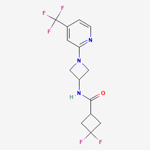 molecular formula C14H14F5N3O B2478450 3,3-Difluoro-N-[1-[4-(trifluoromethyl)pyridin-2-yl]azetidin-3-yl]cyclobutane-1-carboxamide CAS No. 2415583-12-7