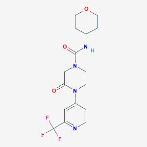 molecular formula C16H19F3N4O3 B2478451 N-(Oxan-4-yl)-3-oxo-4-[2-(trifluoromethyl)pyridin-4-yl]piperazine-1-carboxamide CAS No. 2380142-61-8