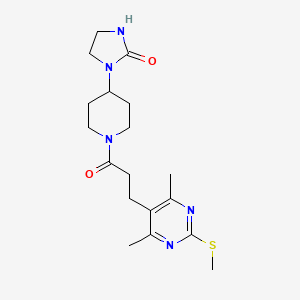 molecular formula C18H27N5O2S B2478455 1-(1-{3-[4,6-Dimethyl-2-(methylsulfanyl)pyrimidin-5-yl]propanoyl}piperidin-4-yl)imidazolidin-2-one CAS No. 1252294-65-7