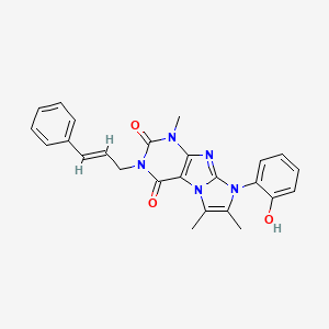 molecular formula C25H23N5O3 B2478456 3-cinnamyl-8-(2-hydroxyphenyl)-1,6,7-trimethyl-1H-imidazo[2,1-f]purine-2,4(3H,8H)-dione CAS No. 946276-89-7