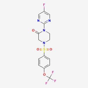 molecular formula C15H12F4N4O4S B2478464 1-(5-Fluoropyrimidin-2-yl)-4-[4-(trifluoromethoxy)benzenesulfonyl]piperazin-2-one CAS No. 2320538-40-5