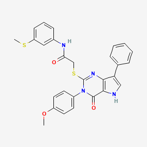 molecular formula C28H24N4O3S2 B2478469 2-((3-(4-methoxyphenyl)-4-oxo-7-phenyl-4,5-dihydro-3H-pyrrolo[3,2-d]pyrimidin-2-yl)thio)-N-(3-(methylthio)phenyl)acetamide CAS No. 1794958-88-5