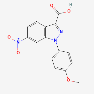molecular formula C15H11N3O5 B2478474 1-(4-methoxyphenyl)-6-nitro-1H-indazole-3-carboxylic acid CAS No. 857806-89-4