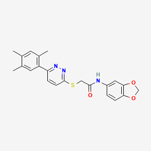 molecular formula C22H21N3O3S B2478481 N-(1,3-benzodioxol-5-yl)-2-[6-(2,4,5-trimethylphenyl)pyridazin-3-yl]sulfanylacetamide CAS No. 922887-97-6
