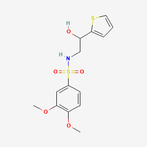 molecular formula C14H17NO5S2 B2478493 N-(2-hydroxy-2-(thiophen-2-yl)ethyl)-3,4-dimethoxybenzenesulfonamide CAS No. 1396882-57-7