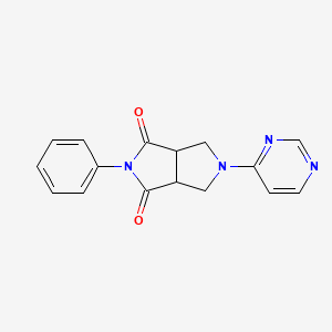 molecular formula C16H14N4O2 B2478503 5-Phenyl-2-pyrimidin-4-yl-1,3,3a,6a-tetrahydropyrrolo[3,4-c]pyrrole-4,6-dione CAS No. 2415523-99-6