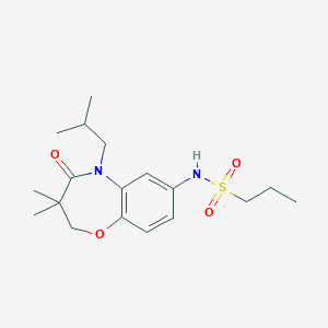 molecular formula C18H28N2O4S B2478506 N-(5-isobutyl-3,3-dimethyl-4-oxo-2,3,4,5-tetrahydrobenzo[b][1,4]oxazepin-7-yl)propane-1-sulfonamide CAS No. 922132-60-3