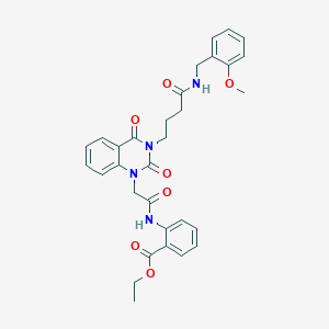 ethyl 2-(2-(3-(4-((2-methoxybenzyl)amino)-4-oxobutyl)-2,4-dioxo-3,4-dihydroquinazolin-1(2H)-yl)acetamido)benzoate