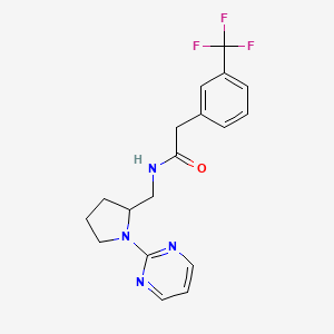 molecular formula C18H19F3N4O B2478513 N-{[1-(pyrimidin-2-yl)pyrrolidin-2-yl]methyl}-2-[3-(trifluoromethyl)phenyl]acetamide CAS No. 2097933-65-6