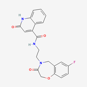 molecular formula C21H18FN3O4 B2478542 N-(2-(7-fluoro-3-oxo-2,3-dihydrobenzo[f][1,4]oxazepin-4(5H)-yl)ethyl)-2-hydroxyquinoline-4-carboxamide CAS No. 2034411-24-8