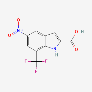 molecular formula C10H5F3N2O4 B2478548 5-nitro-7-(trifluoromethyl)-1H-indole-2-carboxylic acid CAS No. 2060061-45-0