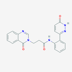 molecular formula C21H17N5O3 B2478554 N-(2-(6-oxo-1,6-dihydropyridazin-3-yl)phenyl)-3-(4-oxoquinazolin-3(4H)-yl)propanamide CAS No. 1448122-60-8