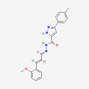 (E)-N'-((E)-3-(2-methoxyphenyl)allylidene)-3-(p-tolyl)-1H-pyrazole-5-carbohydrazide