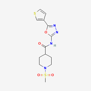 molecular formula C13H16N4O4S2 B2478569 1-(甲基磺酰基)-N-(5-(噻吩-3-基)-1,3,4-恶二唑-2-基)哌啶-4-甲酰胺 CAS No. 1226435-46-6