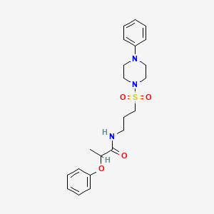 molecular formula C22H29N3O4S B2478572 N-(3-((4-phénylpiperazin-1-yl)sulfonyl)propyl)-2-phénoxypropanamide CAS No. 1021074-50-9