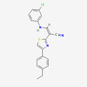 molecular formula C20H16ClN3S B2478578 (Z)-3-((3-chlorophenyl)amino)-2-(4-(4-ethylphenyl)thiazol-2-yl)acrylonitrile CAS No. 476676-26-3