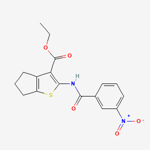 molecular formula C17H16N2O5S B2478605 ethyl 2-(3-nitrobenzamido)-5,6-dihydro-4H-cyclopenta[b]thiophene-3-carboxylate CAS No. 313262-44-1