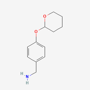 molecular formula C12H17NO2 B2478606 Benzenemethanamine, 4-[(tetrahydro-2H-pyran-2-yl)oxy]- CAS No. 875708-42-2