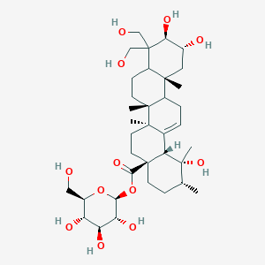 molecular formula C36H58O12 B2478608 [(2S,3R,4S,5S,6R)-3,4,5-Trihydroxy-6-(hydroxymethyl)oxan-2-yl] (1R,2R,4aS,6aS,6bR,10R,11R,12aR,14bS)-1,10,11-trihydroxy-9,9-bis(hydroxymethyl)-1,2,6a,6b,12a-pentamethyl-2,3,4,5,6,6a,7,8,8a,10,11,12,13,14b-tetradecahydropicene-4a-carboxylate CAS No. 109742-56-5