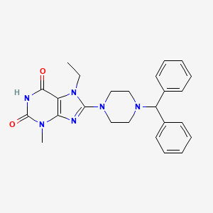 molecular formula C25H28N6O2 B2478612 8-(4-二苯甲酰基哌嗪-1-基)-7-乙基-3-甲基-3,7-二氢嘌呤-2,6-二酮 CAS No. 879070-77-6