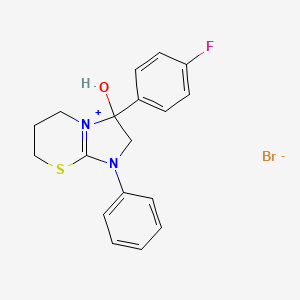 molecular formula C18H18BrFN2OS B2478619 3-(4-fluorophenyl)-3-hydroxy-1-phenyl-3,5,6,7-tetrahydro-2H-imidazo[2,1-b][1,3]thiazin-1-ium bromide CAS No. 288090-62-0