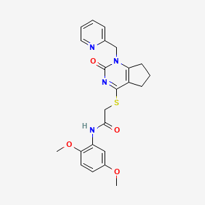 molecular formula C23H24N4O4S B2478621 N-(2,5-dimethoxyphenyl)-2-((2-oxo-1-(pyridin-2-ylmethyl)-2,5,6,7-tetrahydro-1H-cyclopenta[d]pyrimidin-4-yl)thio)acetamide CAS No. 899986-97-1