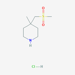 molecular formula C8H18ClNO2S B2478622 4-Methyl-4-(methylsulfonylmethyl)piperidine;hydrochloride CAS No. 2248341-86-6