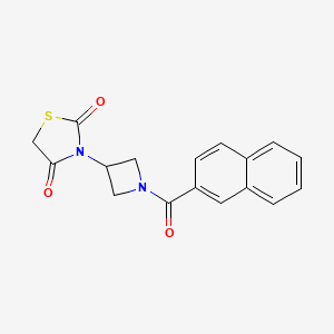 molecular formula C17H14N2O3S B2478627 3-(1-(2-Naphthoyl)azetidin-3-yl)thiazolidine-2,4-dione CAS No. 1790200-01-9